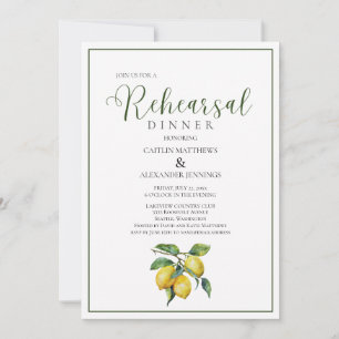 Invitation Dîner de répétition de mariage floral jaune citron