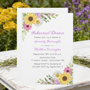 Invitation Dîner de répétition de mariage floral tournesol ma