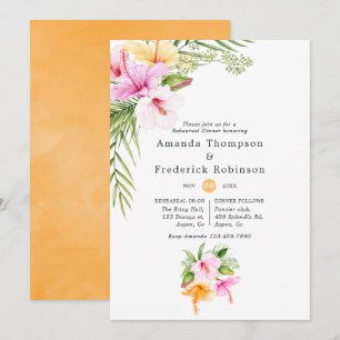 Invitation Dîner de répétition de mariage floral tropical sur