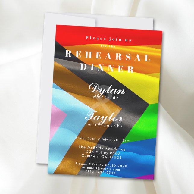 Invitation Dîner de répétition de mariage gay avec drapeau de (Créateur téléchargé)
