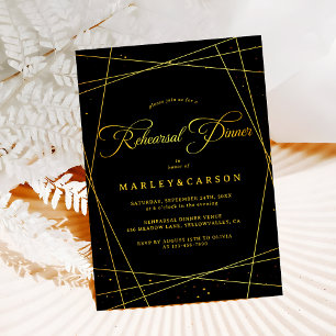 Invitation Dîner de répétition de mariage géométrique en tenu