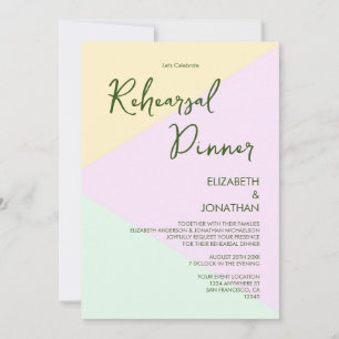 Invitation Dîner de répétition de mariage géométrique pastel 