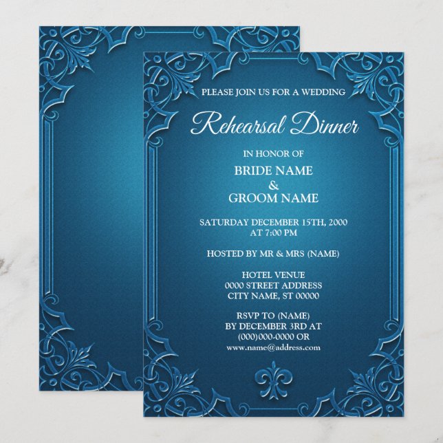 Invitation Dîner de répétition de mariage géométrique sarcell (Devant / Derrière)