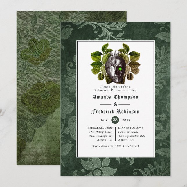 Invitation Dîner de répétition de mariage gothique de Witchwo (Devant / Derrière)