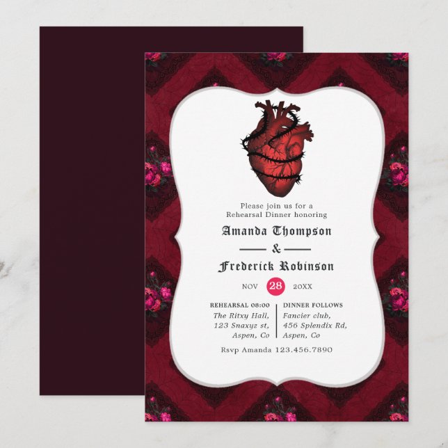 Invitation Dîner de répétition de mariage gothique fantaisist (Devant / Derrière)