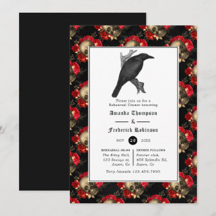 Invitation Dîner de répétition de Mariage gothique floral