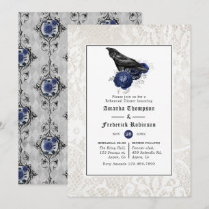 Invitation Dîner de répétition de mariage gothique floral et