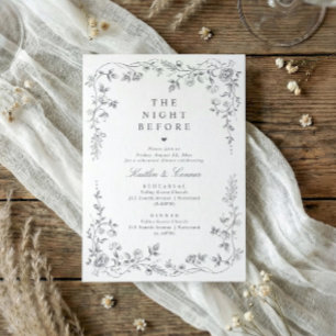 Invitation Dîner de répétition de mariage gris floral toile v