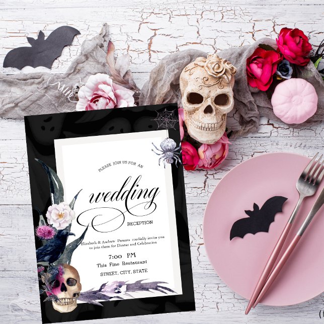 Invitation Dîner de répétition de mariage Halloween Crâne Flo (Créateur téléchargé)