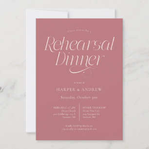 Invitation Dîner de répétition de mariage minimaliste rose te