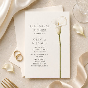 Invitation Dîner de répétition de mariage moderne avec lys ca