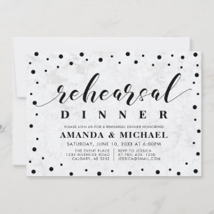 Invitation Dîner de Répétition de Mariage Moderne Marbre & Sc