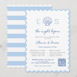 Invitation Dîner de répétition de mariage nautique à monogram