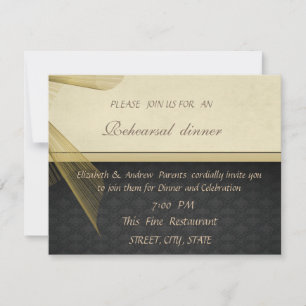 Invitation Dîner de répétition de mariage noir élégant et sty
