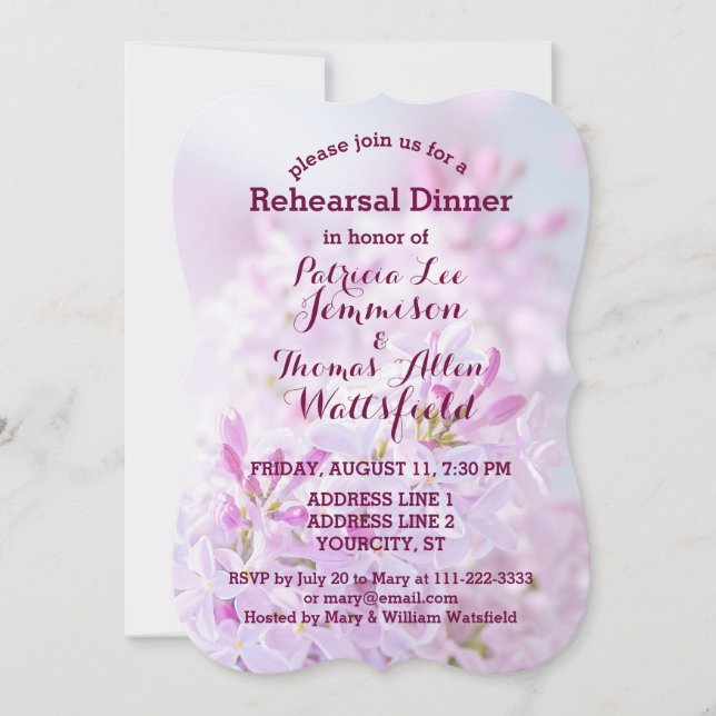 Invitation Dîner de répétition de mariage personnalisable (Devant)