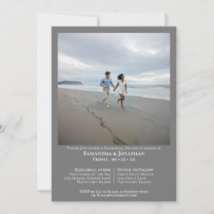 Invitation Dîner de répétition de mariage photo gris minimali