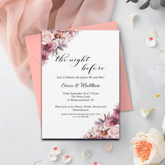 Invitation Dîner de répétition de Mariage rose Dusty (Créateur téléchargé)