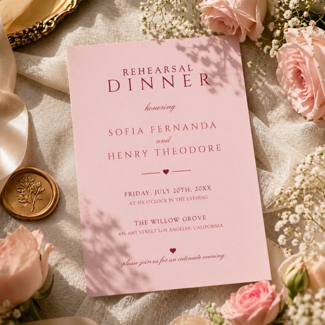 Invitation Dîner de répétition de mariage rose pâle élégant (Créateur téléchargé)