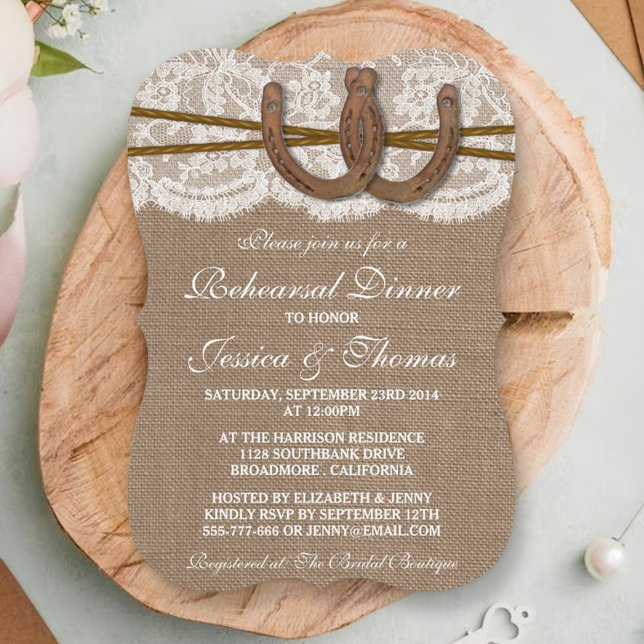 Invitation Dîner de répétition de Mariage Rustic Horseshoe (Créateur téléchargé)