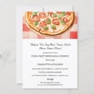 Invitation Dîner de répétition de mariage Rustic Pizza Party