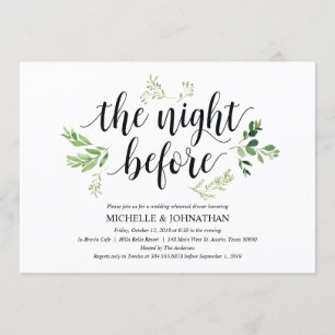 Invitation Dîner de répétition de Mariage rustique verdoyant 
