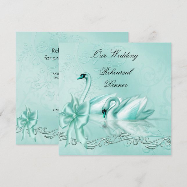 Invitation Dîner de répétition de mariage sarcelle bleu aqua  (Devant / Derrière)