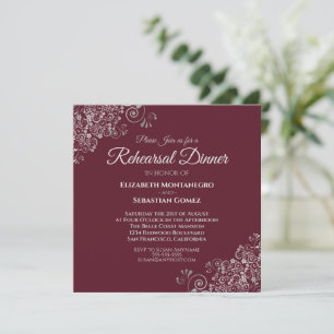 Invitation Dîner de répétition de mariage Silver sur la place