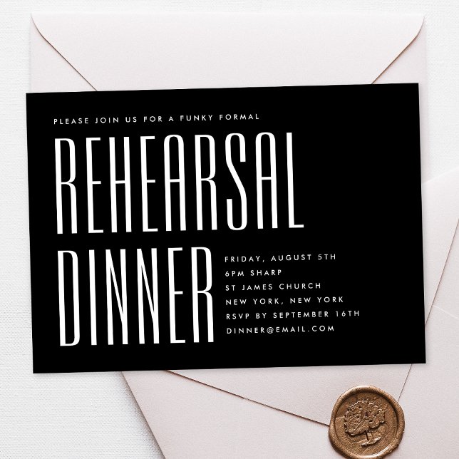 INVITATION DÎNER DE RÉPÉTITION DE MARIAGE SIMPLE MODERNE GRAS (Créateur téléchargé)
