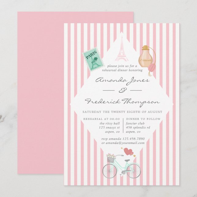 Invitation Dîner de répétition de mariage sur le thème de Par (Devant / Derrière)