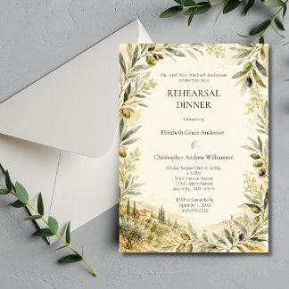 Invitation Dîner de répétition de mariage toscan italien aux