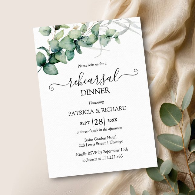 Invitation Dîner de répétition de mariage verdure  (Créateur téléchargé)