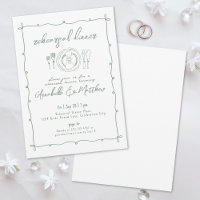 Dîner de répétition de mariage vert dessiné à la m