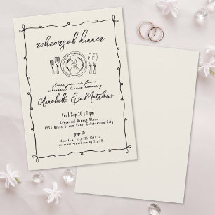 Invitation Dîner de répétition de mariage vintage tiré à la m