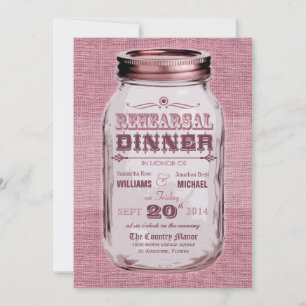 Invitation Dîner de répétition de Mason Jar Rustic Look Rose