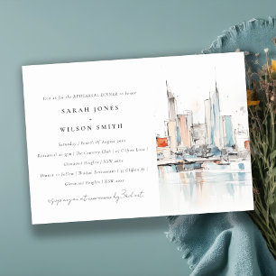 Invitation Dîner de répétition de Miami Florida Skyline Water