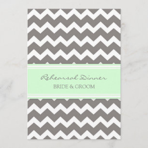 Invitation Dîner de répétition de Mint Gray Chevron