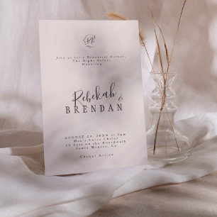 Invitation Dîner de répétition de monogramme floral à script 