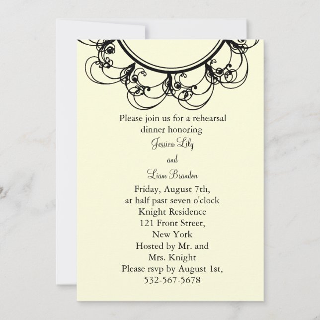 Invitation Dîner de répétition de monogrammes fantaisie (off+ (Devant)