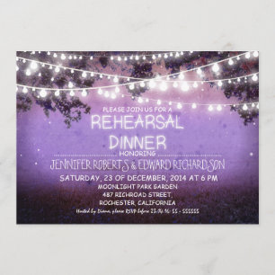 Invitation dîner de répétition de nuit et de lumières à corde