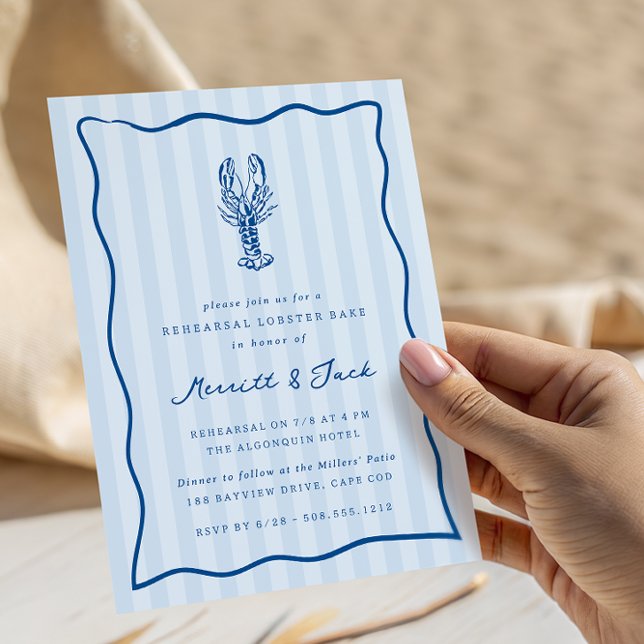 Invitation Dîner de répétition de pain de gribouille (Coastal lobster bake rehearsal dinner invitations)