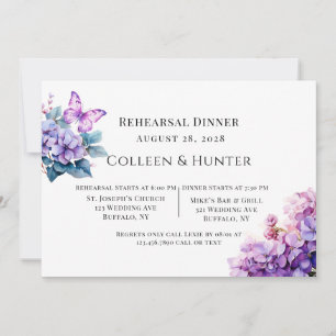 Invitation Dîner de répétition de papillon Floral de Violet H