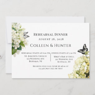 Invitation Dîner de répétition de papillon Floral Hydrangea b