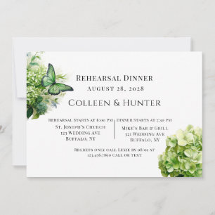 Invitation Dîner de répétition de papillon floral Hydrangea v