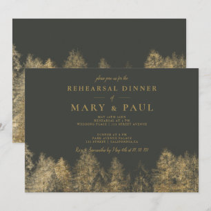 Invitation Dîner de répétition de pin d'automne gris feuille
