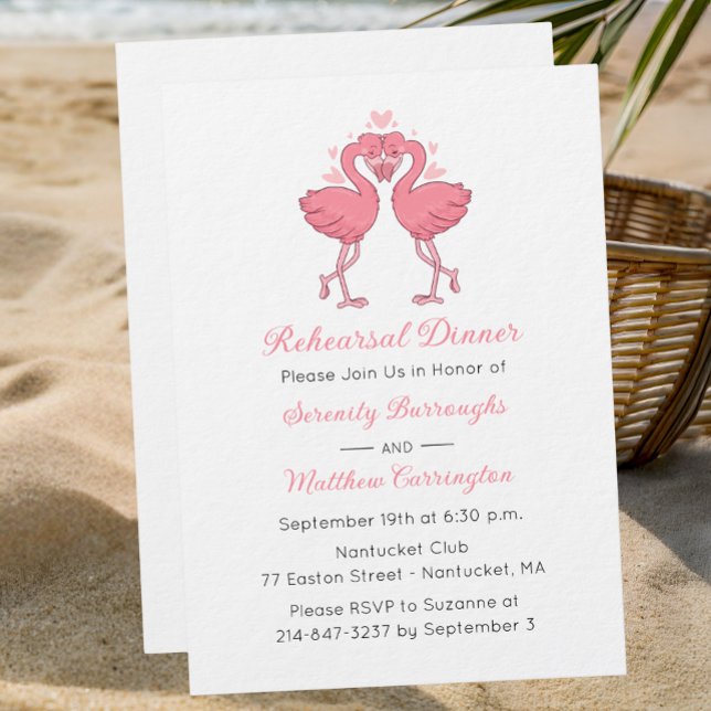 Invitation Dîner de répétition de plage flamant rose tropical (Créateur téléchargé)