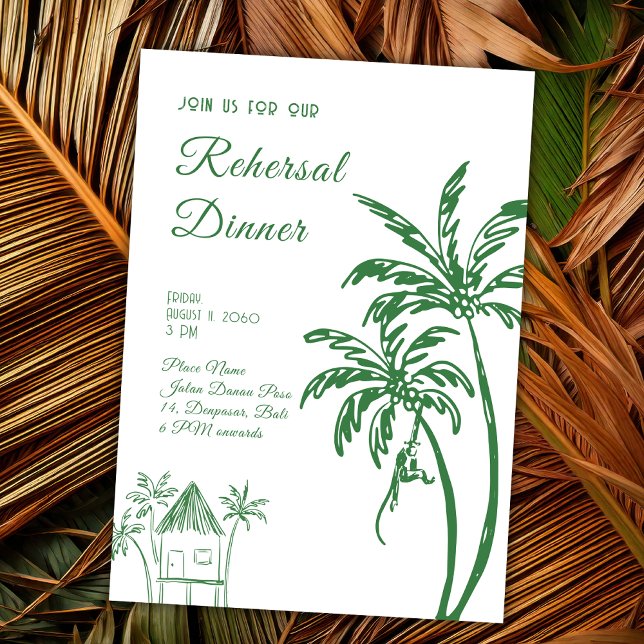 Invitation Dîner de répétition de plage rétro côtière tropica (Créateur téléchargé)