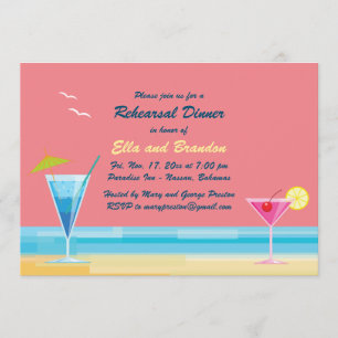 Invitation Dîner de répétition de plage tropical