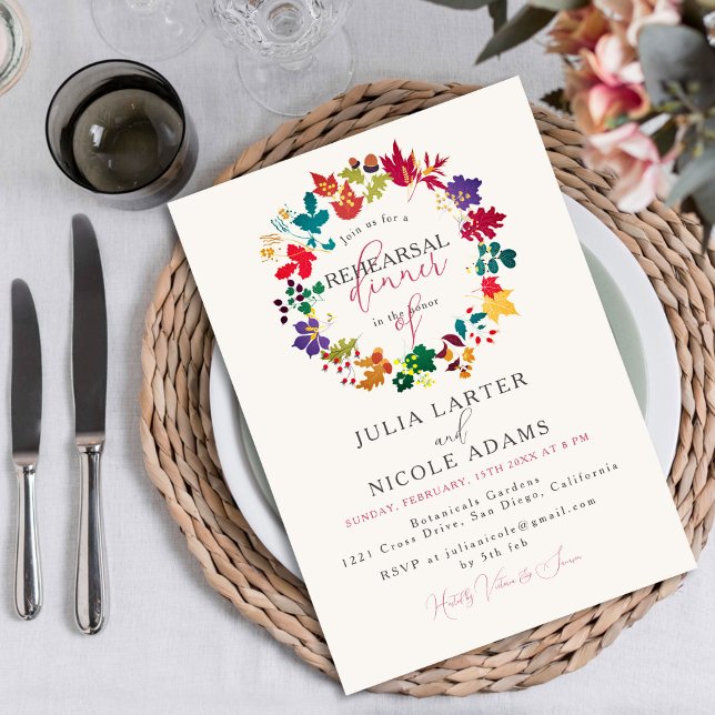 Invitation Dîner de répétition de printemps Moutarde Violet P (Créateur téléchargé)