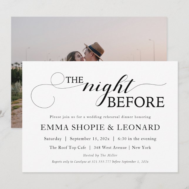 Invitation Dîner de répétition de script photo sur le dos Inv (Devant / Derrière)