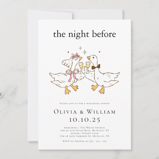 Invitation Dîner de répétition de Silly Goose Funny (Devant)